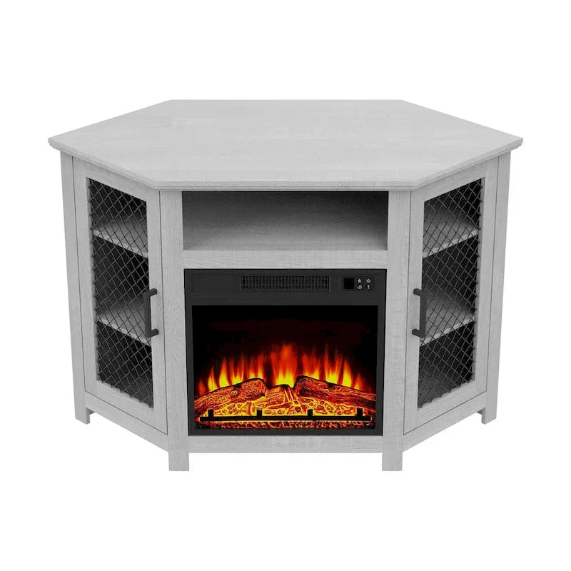45 inch Industrial Corner Electric Fireplace TV Stand Console Table - 17 Electric Fireplace