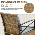 Seizeen 3-Piece Patio Conversation Set With Rocking Chairs And 2-Tier Coffee Table