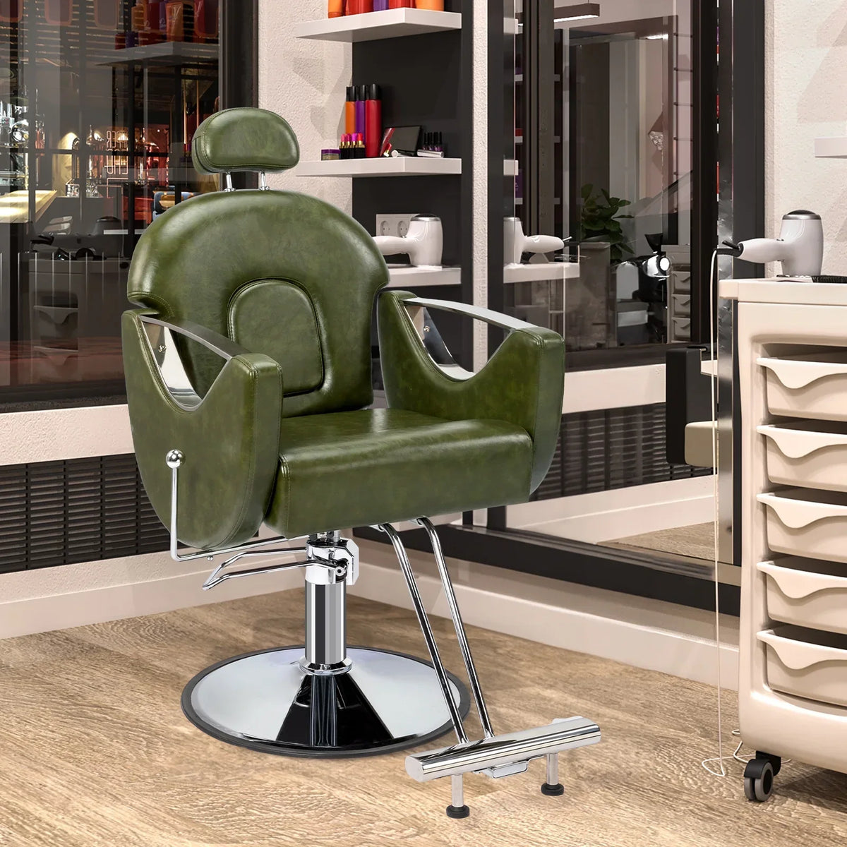 OmySalon Reclining Salon Chair With Footrest And 330 lbs Capacity