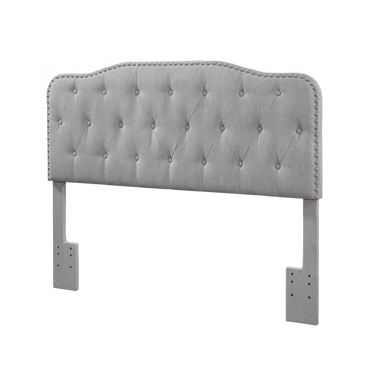 Tufted Gray Linen Headboard for Queen and Full Bed - 65in L x 3in W x 48in H