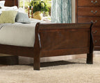 Homiyad Twin Size Sleigh Bed Brown Cherry Finish - Louis Philipe