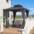 PURPLE LEAF Outdoor Hardtop Gazebo, 8' X 8', Galvanized Steel Double Roof, Aluminum Frame, Grey