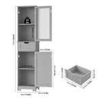 Homfa Tall Narrow Bathroom Storage Cabinet With Door And Drawer, 15.7in L x 11.8in W x 67in H, White