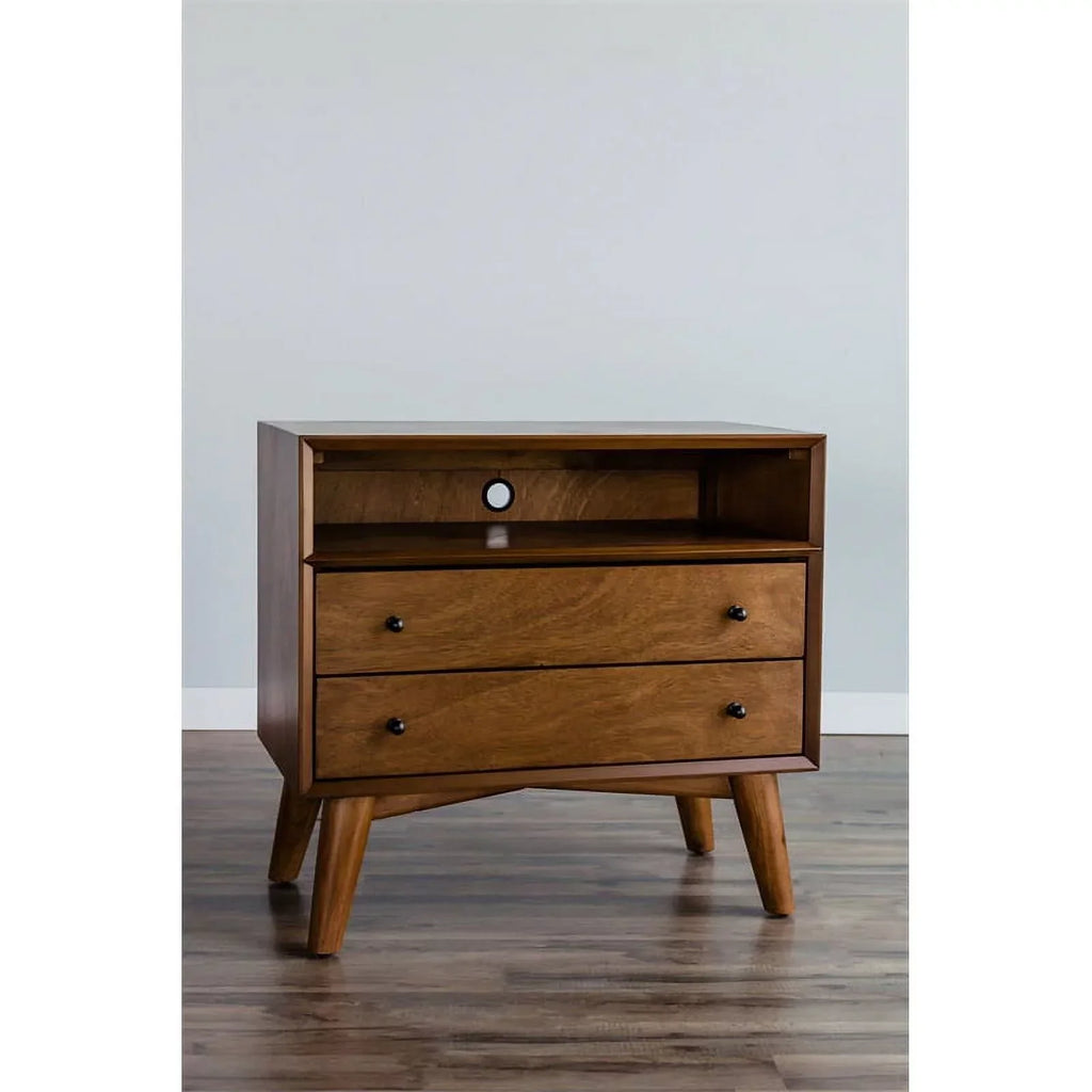 Home Square 4-Piece Set With Small TV Console, Full Wood Bed And Large Nightstand