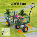 Vibemo Steel Garden Cart 2-in-1, 1400 lbs, 13 in Pneumatic Tires, Black - VB-GC02