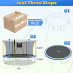 SHINPT 14ft Outdoor Trampoline With Safety Net, Basketball Hoop And Ladder