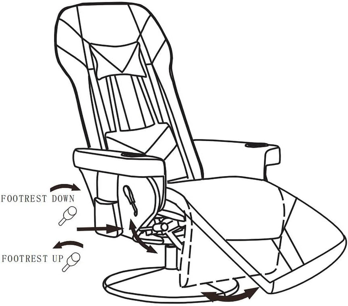 King Throne Ergonomic Gaming Chair With Footrest, Headrest, Lumbar Support, Cupholders, Black White