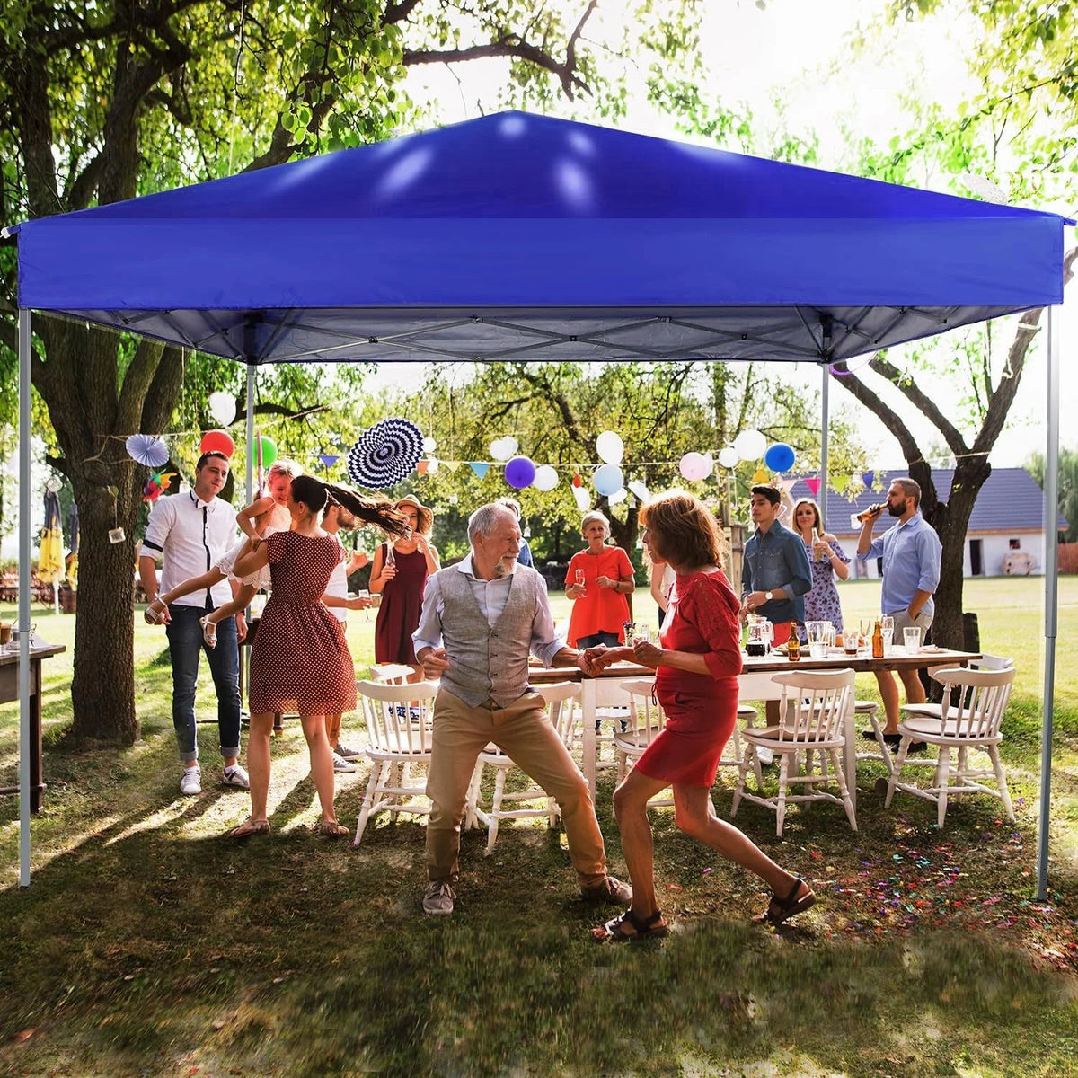 GVDV 10x10 ft Easy Pop Up Outdoor Canopy Tent - Blue
