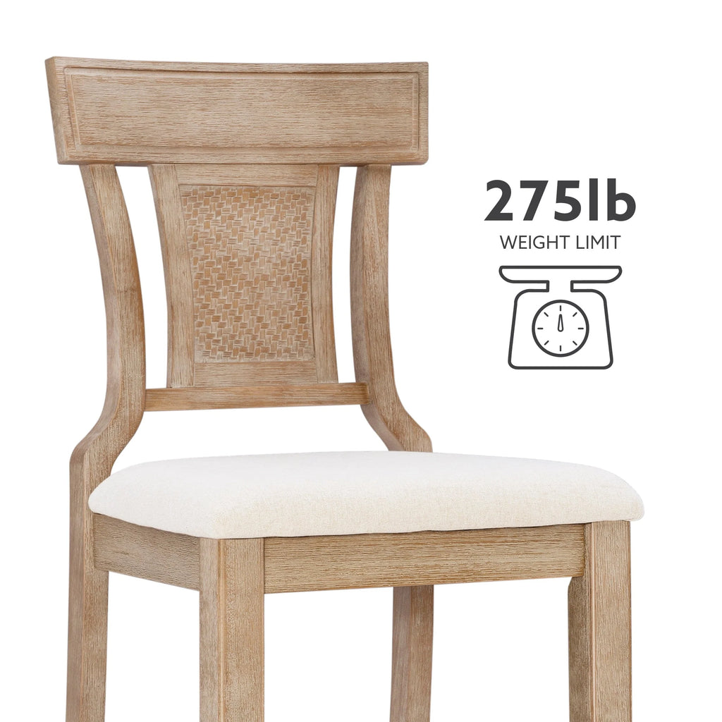 Linon Bar Stool 30 inch Rustic Brown Finish With Beige Fabric - Rylan