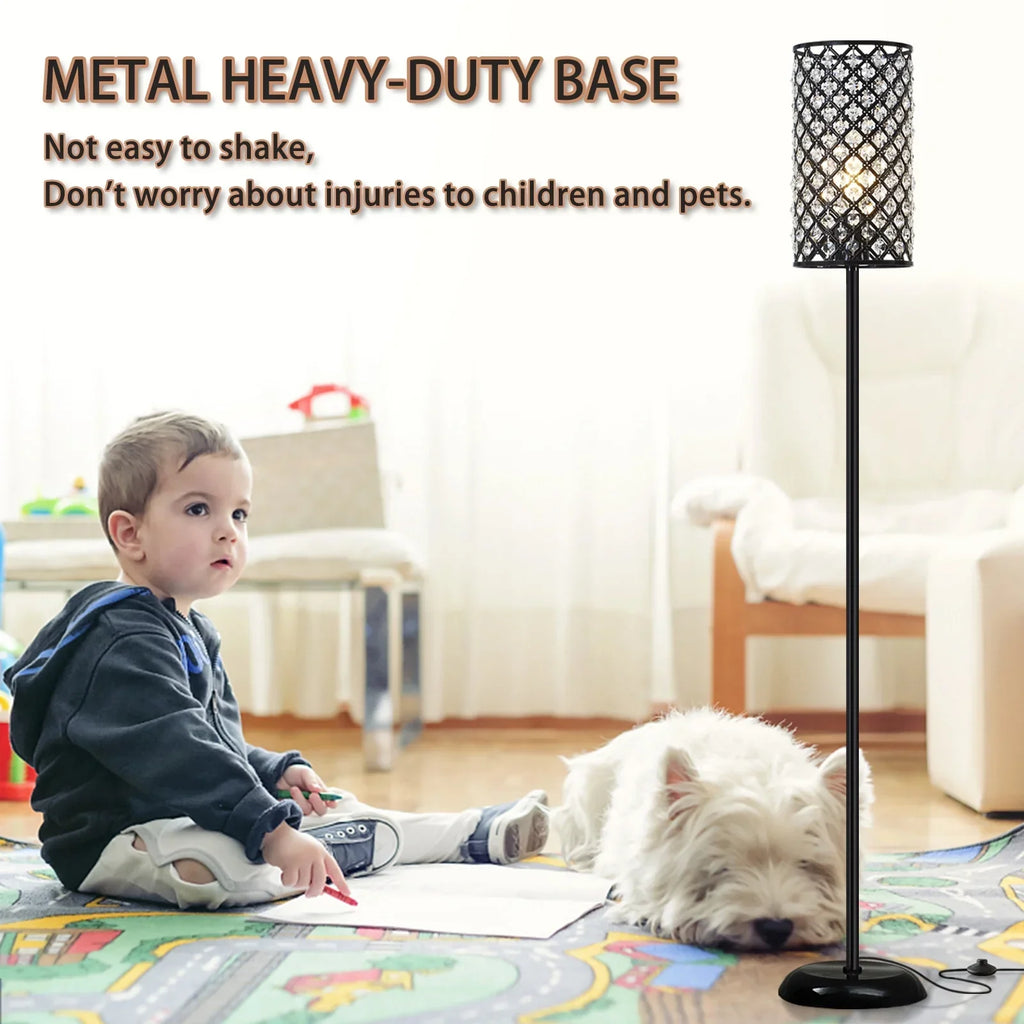 Natyswan Crystal Floor Lamp With Foot Switch, 9 x 9 x 65.7 in, E26