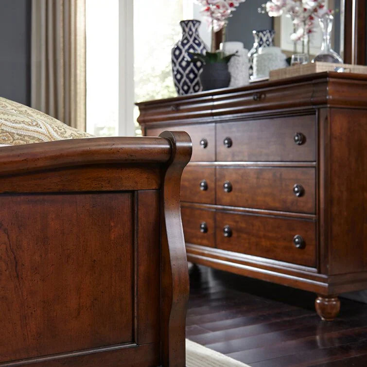 8 Drawer 64in W Double Dresser With Mirror - 80in H x 18in D