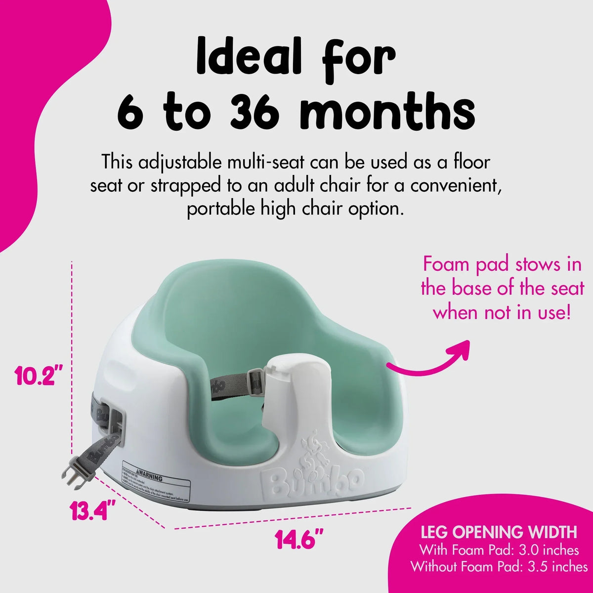 Bumbo 3-In-1 Adjustable Baby And Toddler Booster Seat/High Chair, Hemlock, 13 x 13 x 11 inches