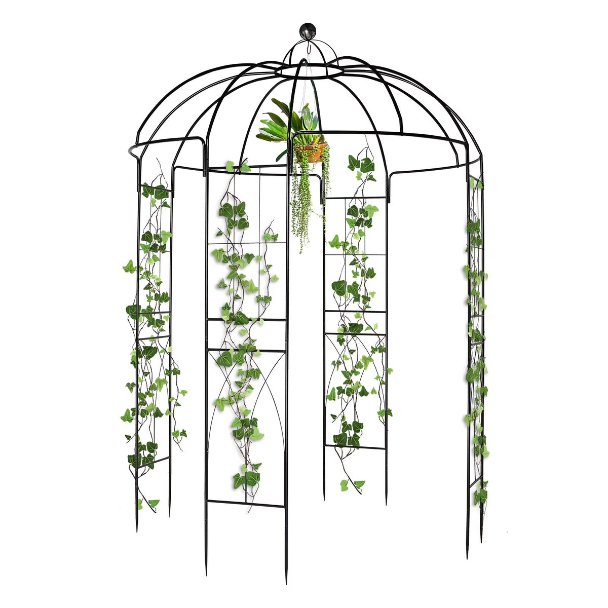 Ktaxon Birdcage Garden Arbor 81.5 x 81.5 x 106.7 in, Black
