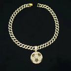 13mm Football Pendant Necklace With 20in Cuban Link Chain And CZ