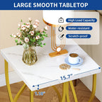 Console Table With Faux Marble MDF Top And Gold Metal Frame
