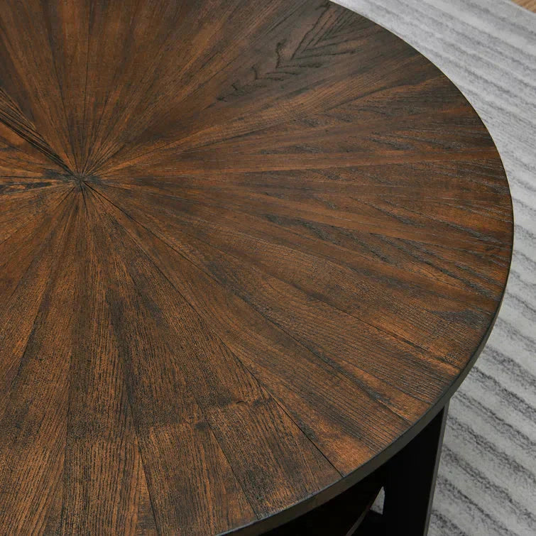 Round Coffee Table With Storage Shelf - 33.5 in