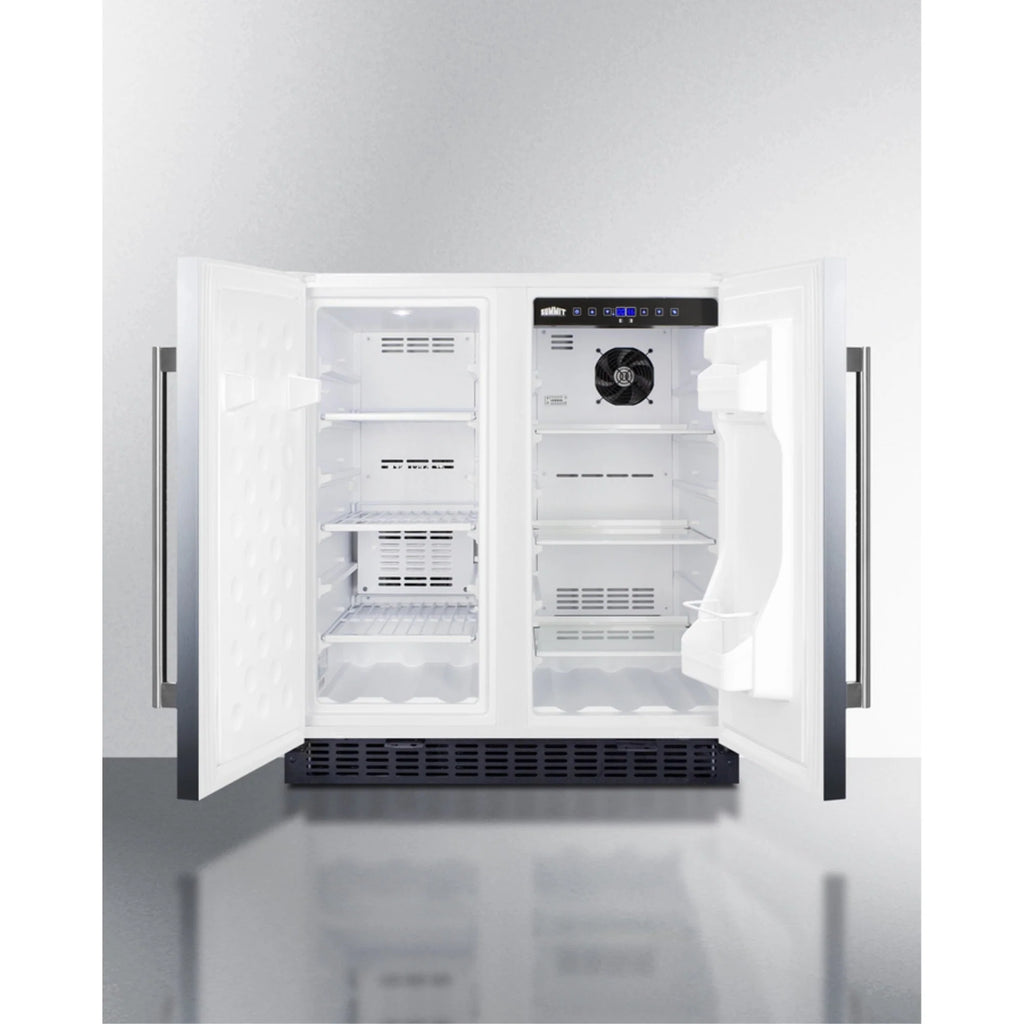 30" Wide Undercounter Frost-Free Side-by-Side Refrigerator-Freezer, Stainless Steel With Locks And Digital Controls