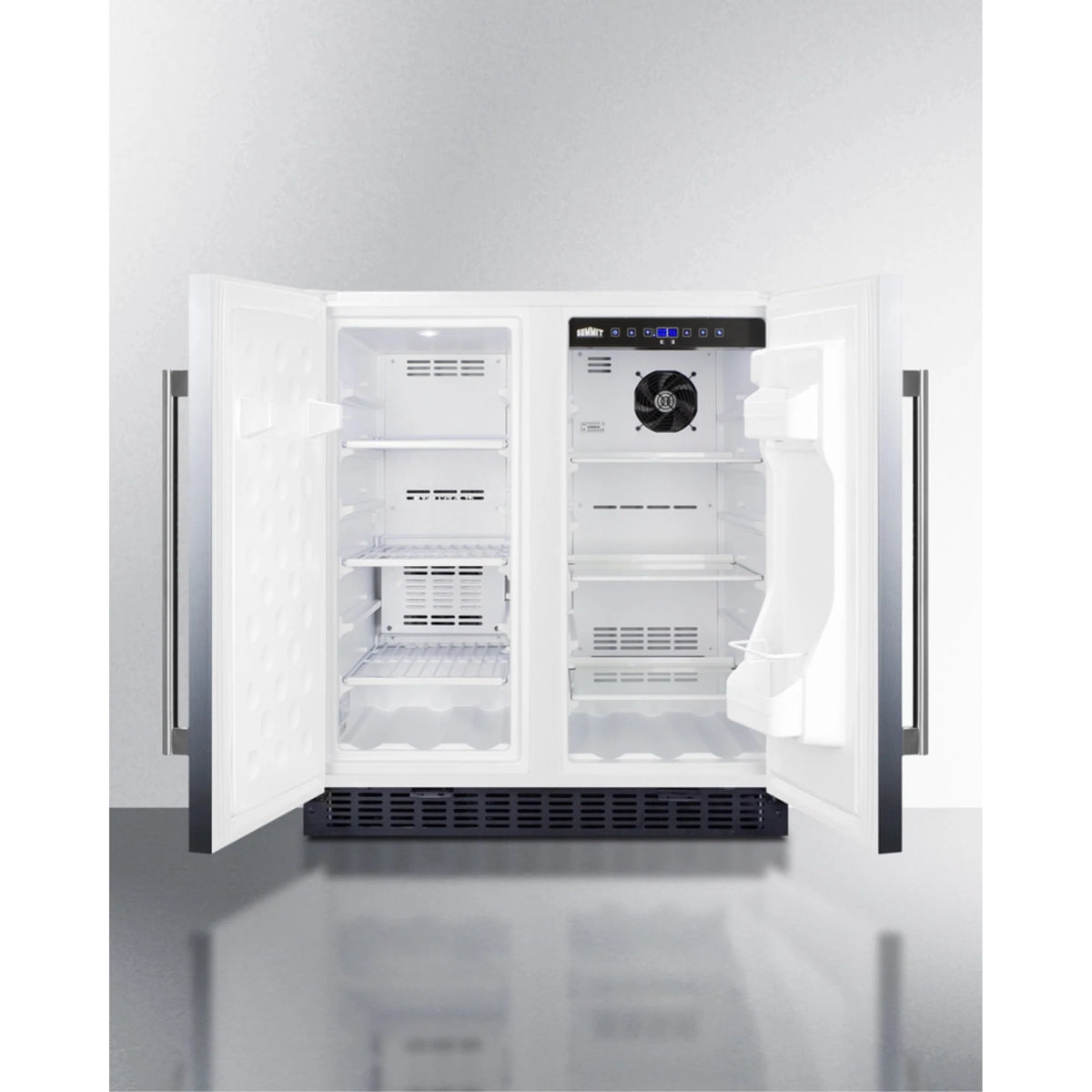 30" Wide Undercounter Frost-Free Side-by-Side Refrigerator-Freezer, Stainless Steel With Locks And Digital Controls