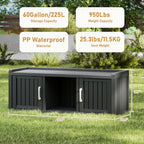 KAMABOKO Outdoor Shoe Storage Cabinet, Black, 2 Doors