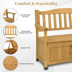 Outvita Outdoor Wood Storage Bench Loveseat With Armrests - 2 Person