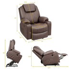 Electric Power Lift Recliner Chair With Leather Massage, Lumbar Heating, 8 Vibrating Nodes, Cup Holders And USB Port