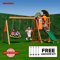 Sportspower Amelia Wooden Swing Set With 2-Person Saucer Swing And 6' Slide