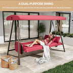 TQKVIPI 4 Person Outdoor Porch Swing Bed With Adjustable Backrest Canopy - 800 lbs Capacity
