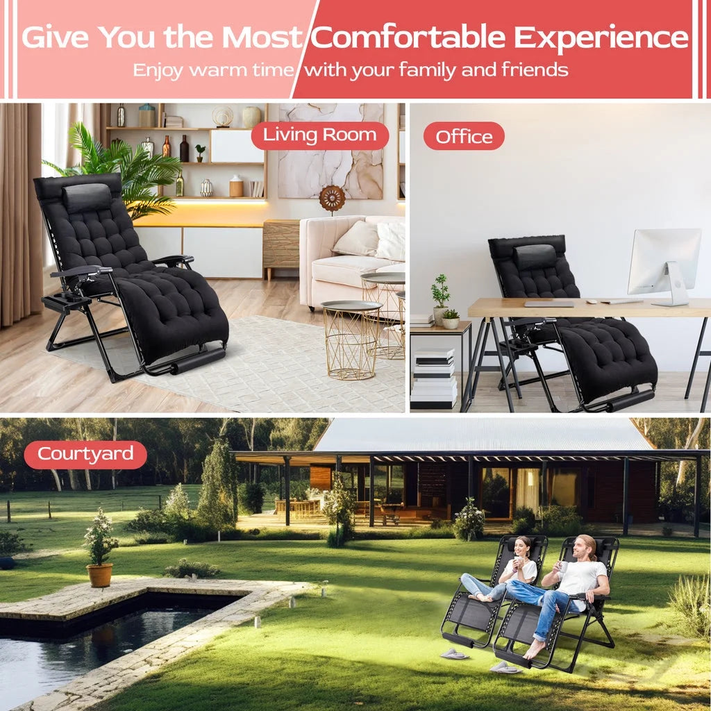 VECUKTY XXL Zero Gravity Chair, 500lb Capacity, 33-Inch Wide Padded Seat