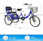 WEIMMIN Adult Folding Tricycle, 7-Speed, 20-Inch Wheels, Star-Striped Blue Frame