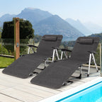 Folding Outdoor Chaise Lounge Chair With Cup Holder, Detachable Headrest, 330 lbs. Capacity - 53-75 in
