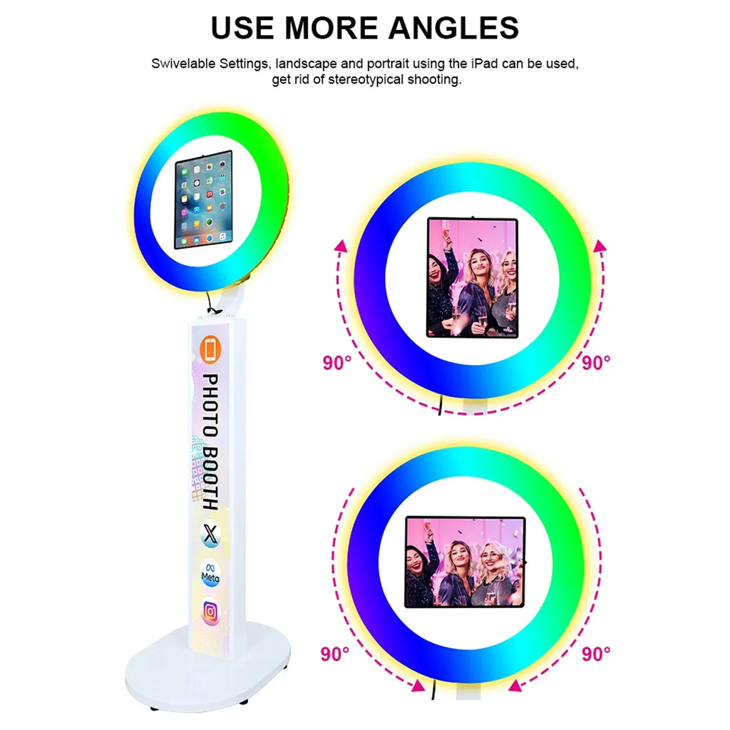 iPad Photo Booth with RGB Ring Light for 10.2in, 10.9in, 11in and 12.9in iPads