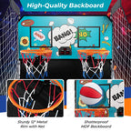 Costway Dual Shot Basketball Arcade Game, Blue, 8 Game Modes, 81in x 43in x 81in