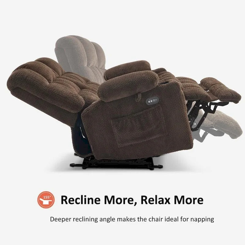 MCombo Power Reclining Loveseat With Heat, Vibration, Cupholders And USB Charge Ports - RS6314