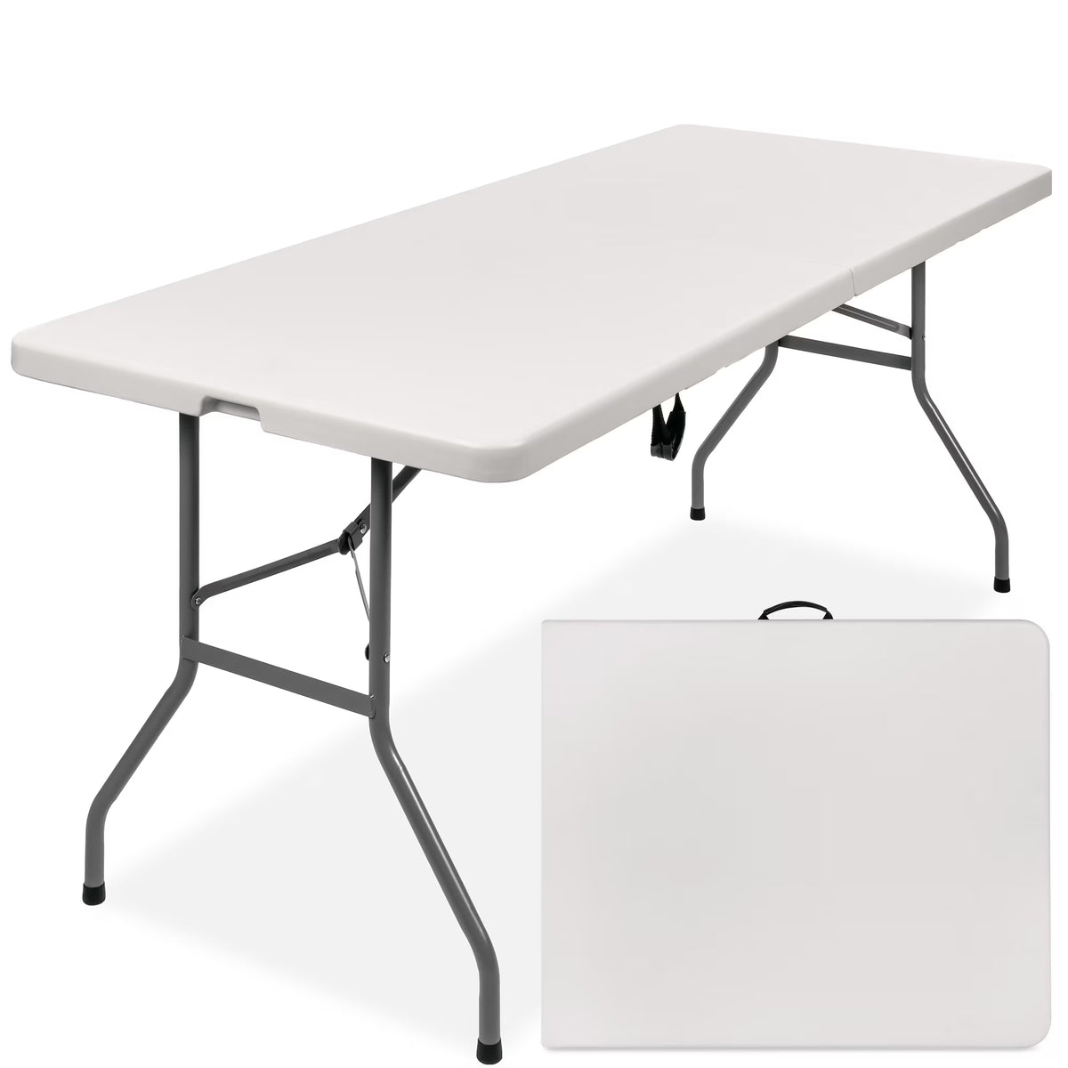 Best Choice Products 6ft Plastic Folding Table, 72in x 30in x 30in, White