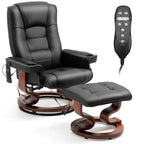 AVAWING Faux Leather Swivel Massage Recliner Chair With Ottoman - Black