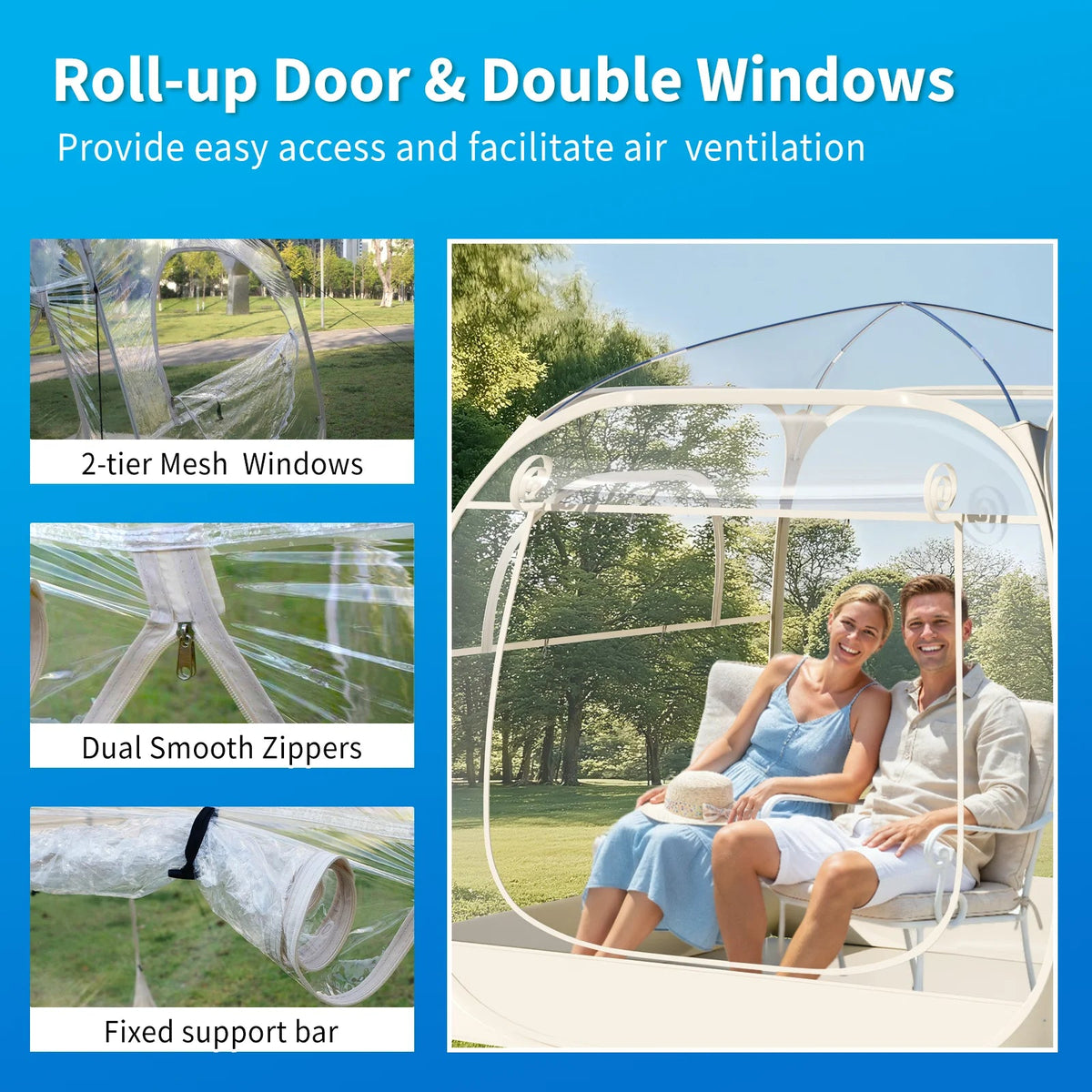 TABU Pop Up Bubble Sports Tent, Clear, 10 x 10 ft, 6-7 People