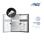 Arctic King Two-Door Mini Fridge With Freezer, 3.2 Cu ft, 18.5 in x 19.4 in x 33.3 in, Stainless Steel - E-Star