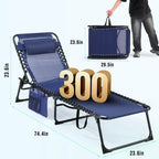 Unovivy Outdoor Chaise Lounge Chairs Set of 2, Grey, 5-Position Reclining Back