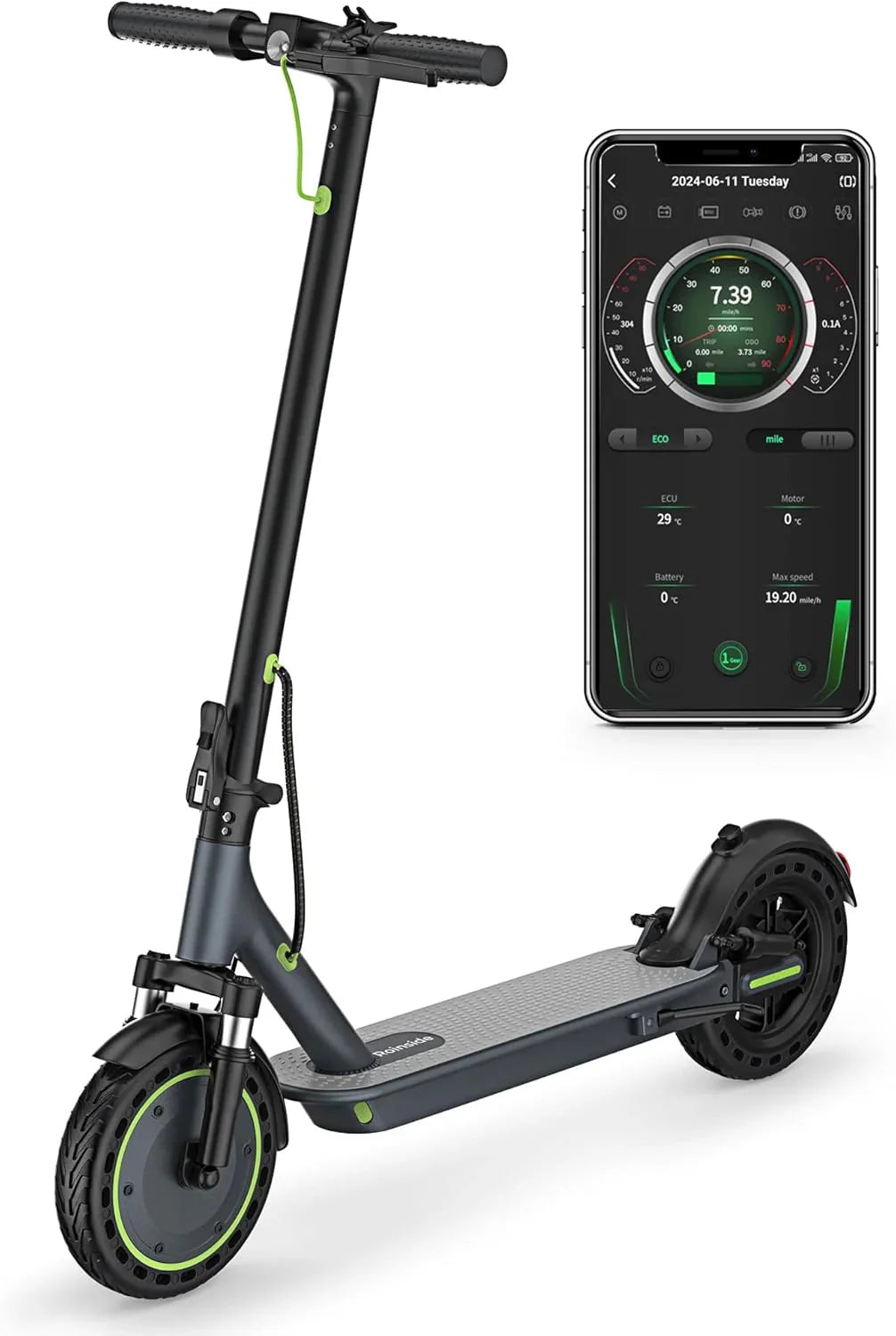 Roinside Electric Scooter, 8.5 in Solid Tires, 350W, 19 MPH, 21-23 Miles - UP12 Plus