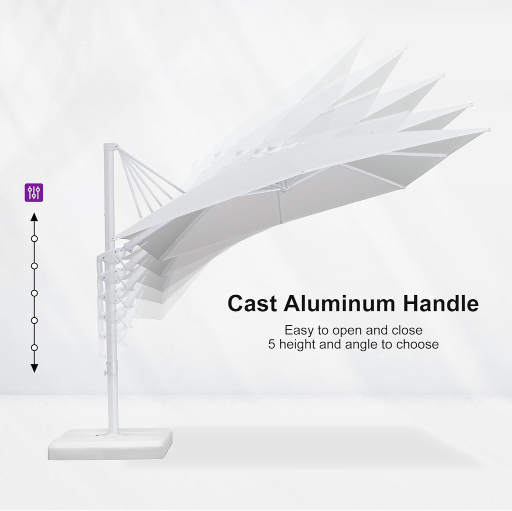 PURPLE LEAF 9' x 12' White Right-Left Tilt Aluminum Cantilever Patio Umbrella