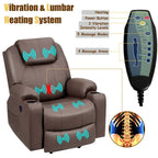 Electric Power Lift Recliner Chair With Leather Massage, Lumbar Heating, 8 Vibrating Nodes, Cup Holders And USB Port