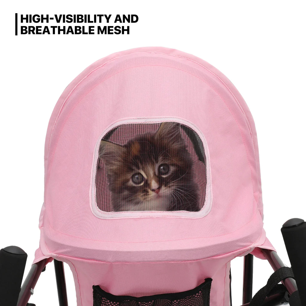 MoNiBloom Foldable Pet Stroller for Small Medium Dogs, 22 lbs, Pink