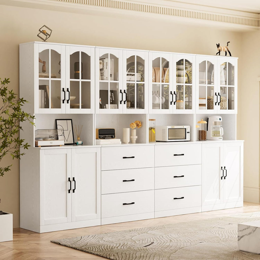 TUSY 71in Tall 6-Tier Bookcase With Glass Door, Drawer, And 23.6in Width - AEA