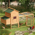 Magshion 2-Tier Chicken Coop With Nesting Box, 80 Inch Wooden Rabbit Hutch - Natural