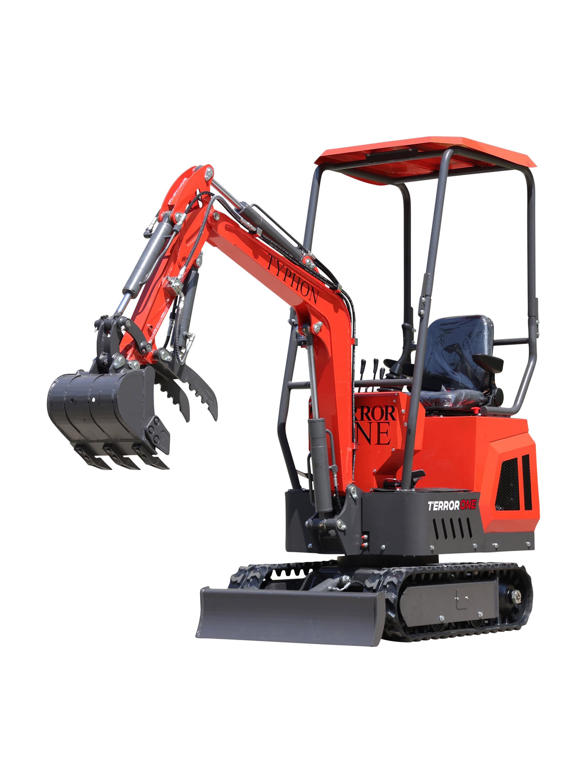 TYPHON 1-Ton Mini Excavator With Canopy, Hydraulic Thumb And 13.5hp Engine - TERROR ONE STORM