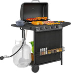 4+1 Burner Propane Gas BBQ Grill With Side Burner, 54 x 121 x 97 cm, Black