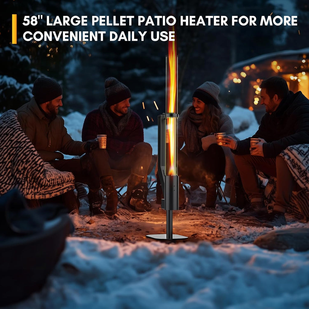 Rayzi 58 Inch Wood Pellet Patio Heater Fire Pit