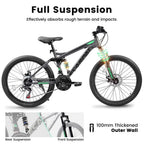 27.5 Inch Full Suspension Mountain Bike With Front And Rear Dual Shock Absorbers, Mechanical Disc Brakes, 21-Speed - A2760