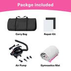 Air Track 10FT Inflatable Gymnastics Mat With Roller and Electric Pump - Black/Pink, 4in