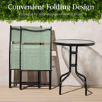 Best Choice Products 3-Piece Patio Bistro Dining Set With Glass Tabletop And Folding Chairs - Gray